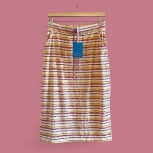 Women NWT Market &‎ Spruce Drawstring Yellow/Pink/Red Midi Skirt Pockets-Size M